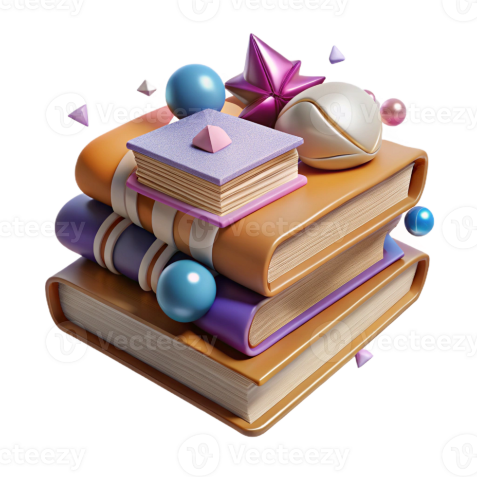 dramatic traditional Stack of Old Books Top View Cutout for Library Scenes professional png