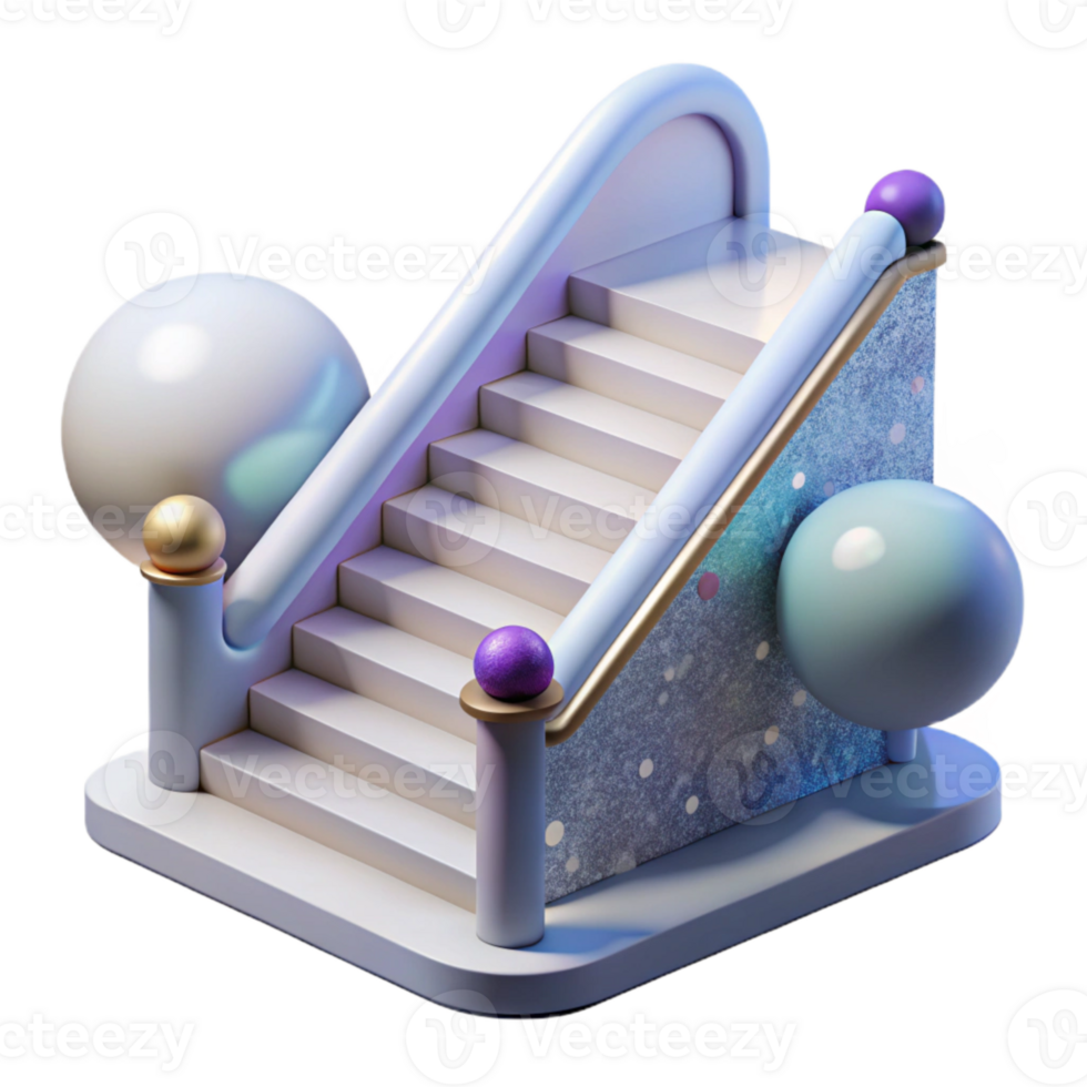 serene rustic Staircase Handrail Detail Isolated authentic png