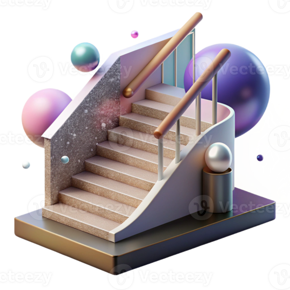 serene creative Staircase Handrail Detail Isolated authentic png