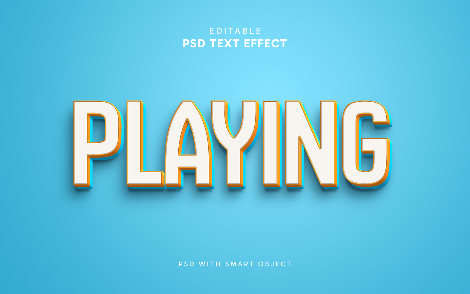 the word playing is written in orange and white letters on a blue background psd