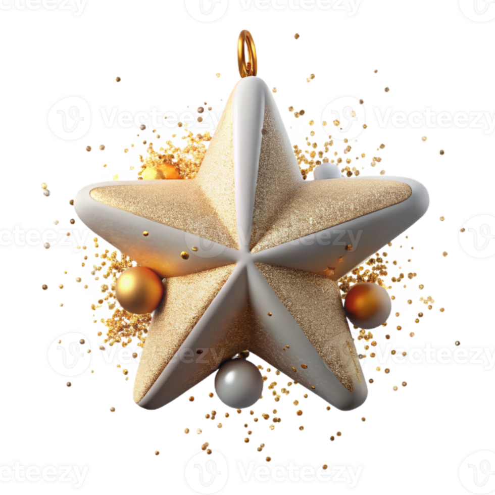 serene vintage Star Ornament Gold Glitter Festive Decoration Isolated for Holiday Tree authentic png