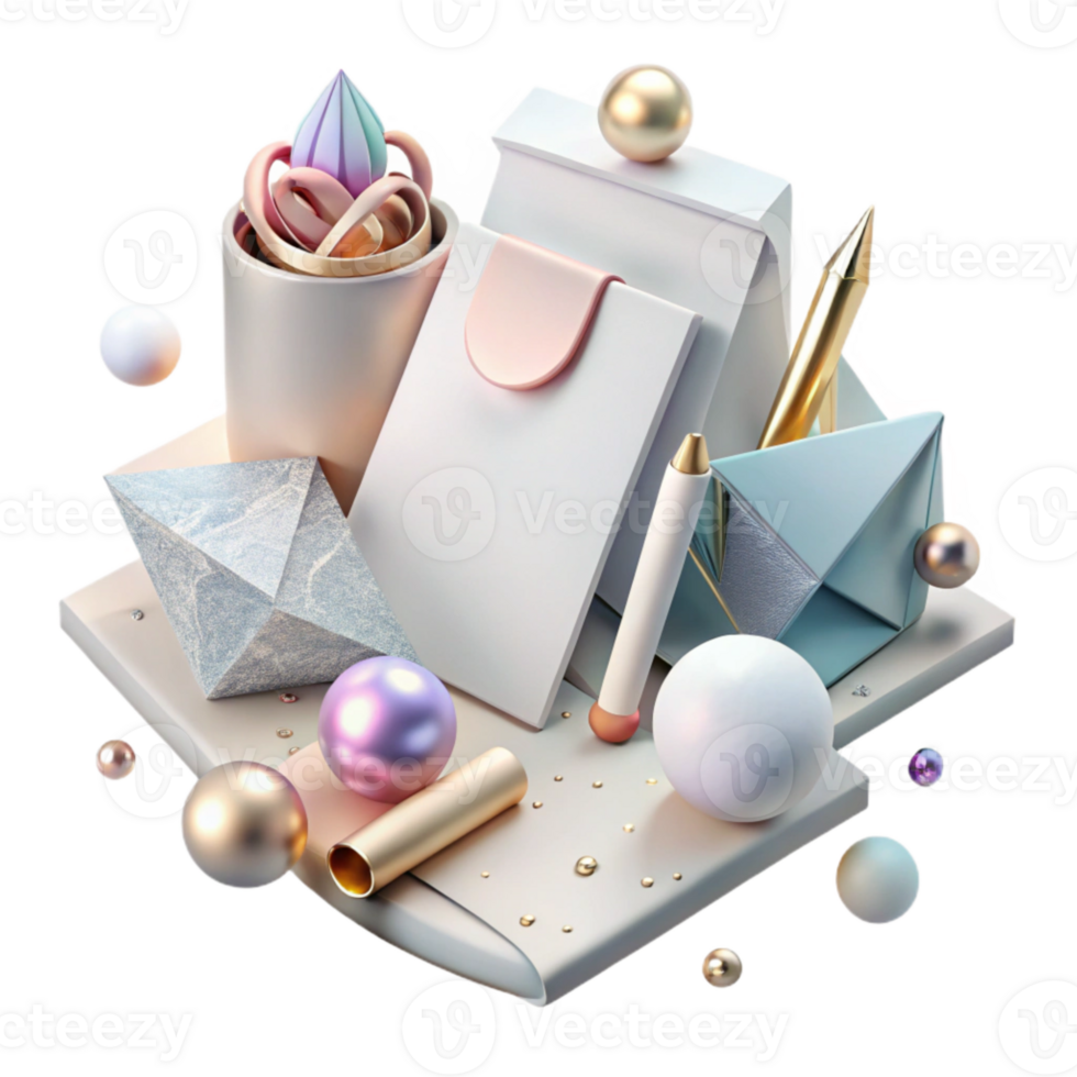 wonderful abstract Stationery Mockup White Blank Paper Items Isolated original png