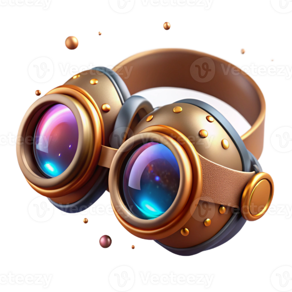elegant minimalist Steampunk Goggles Transparent for Cosplay Projects authentic png