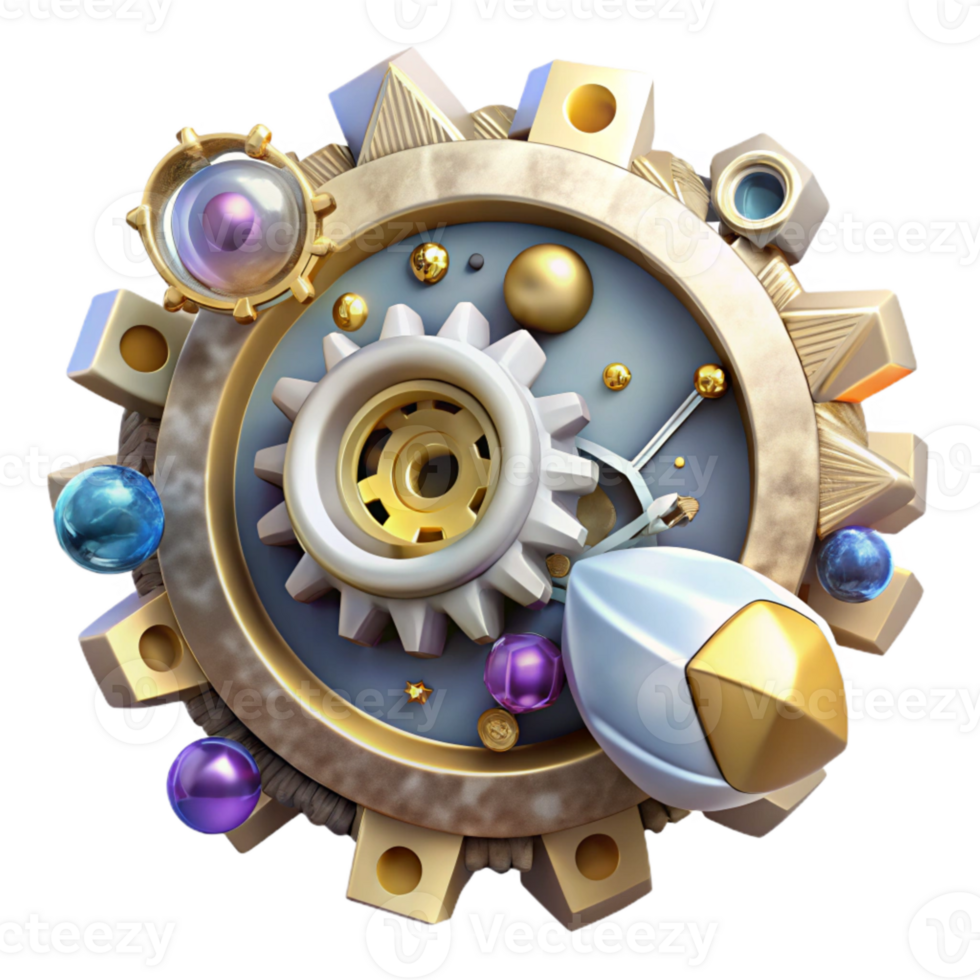 extraordinary modern Steampunk Gear Cutout with Cogwheels for Mechanical Design png