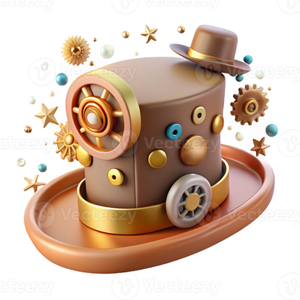 wonderful modern Steampunk Hat Cutout with Cogs and Gears for Fashion Accessories high resolution png