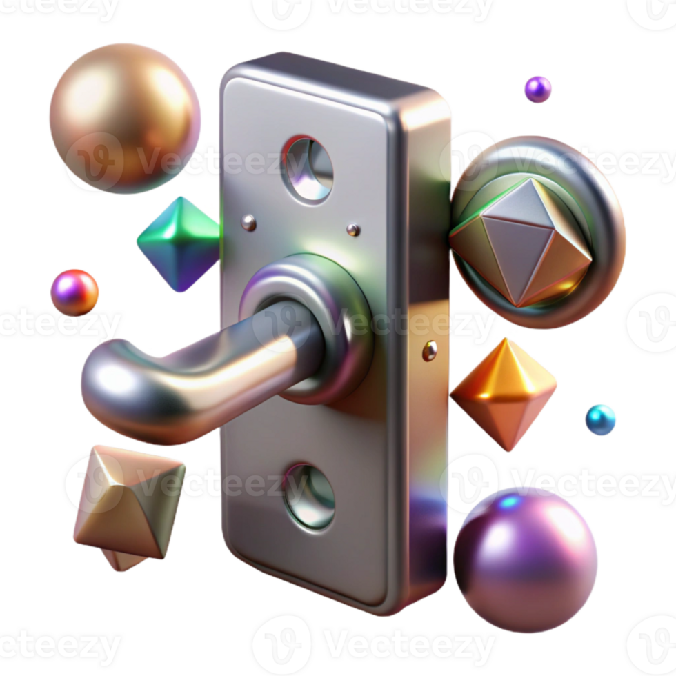 serene minimalist Steel Door Handle Deadbolt Compatible Isolated for Enhanced Security detailed png