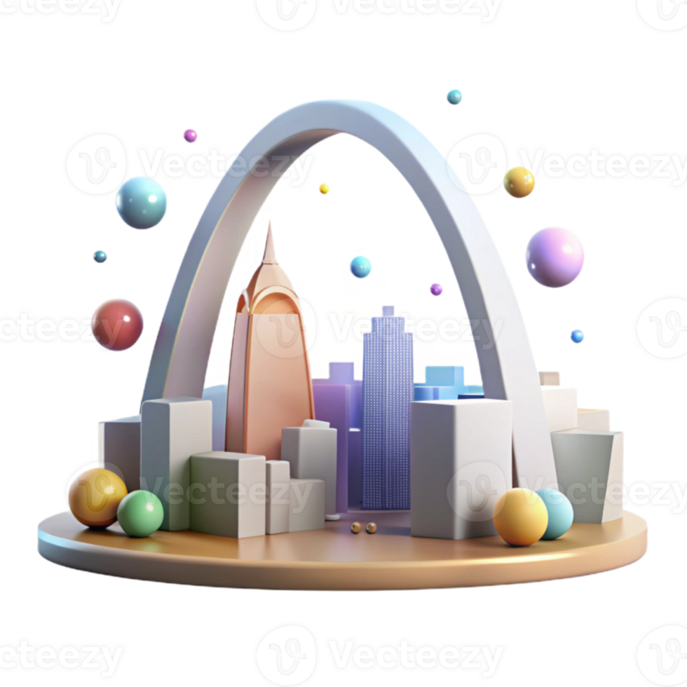 vibrant minimalist St Louis Skyline Gateway Arch Isolated for Architectural Studies genuine png