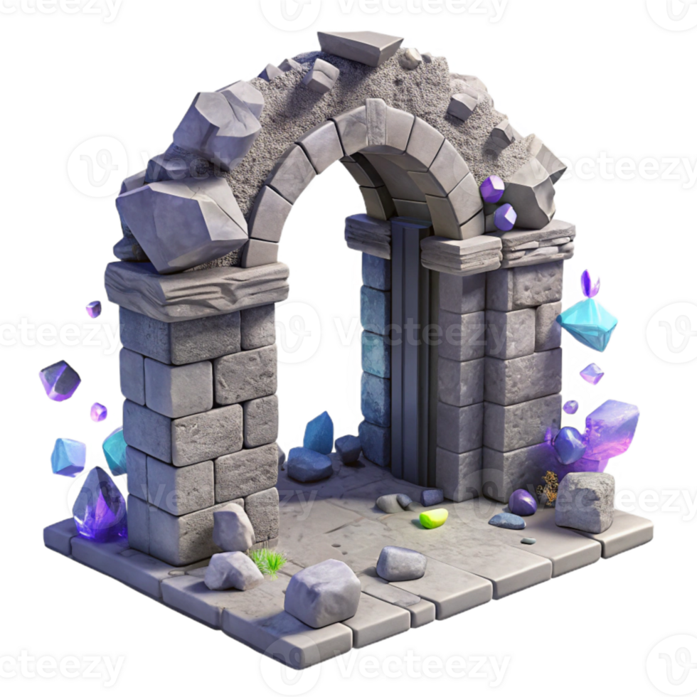 extraordinary contemporary Stone Archway Ruined Structure Isolated for Architectural Photography authentic png