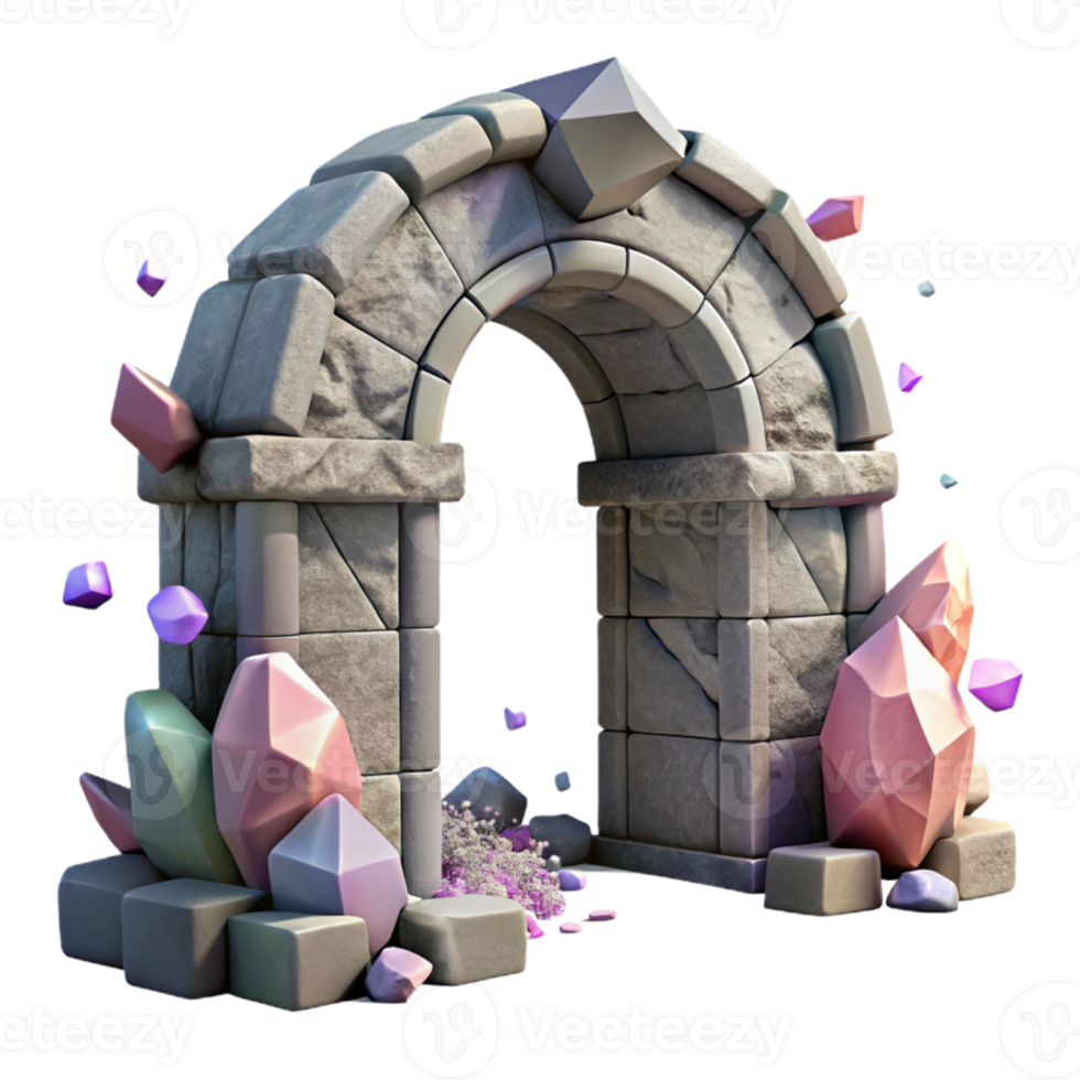 extraordinary minimalist Stone Archway Ruined Structure Isolated for Architectural Photography genuine png