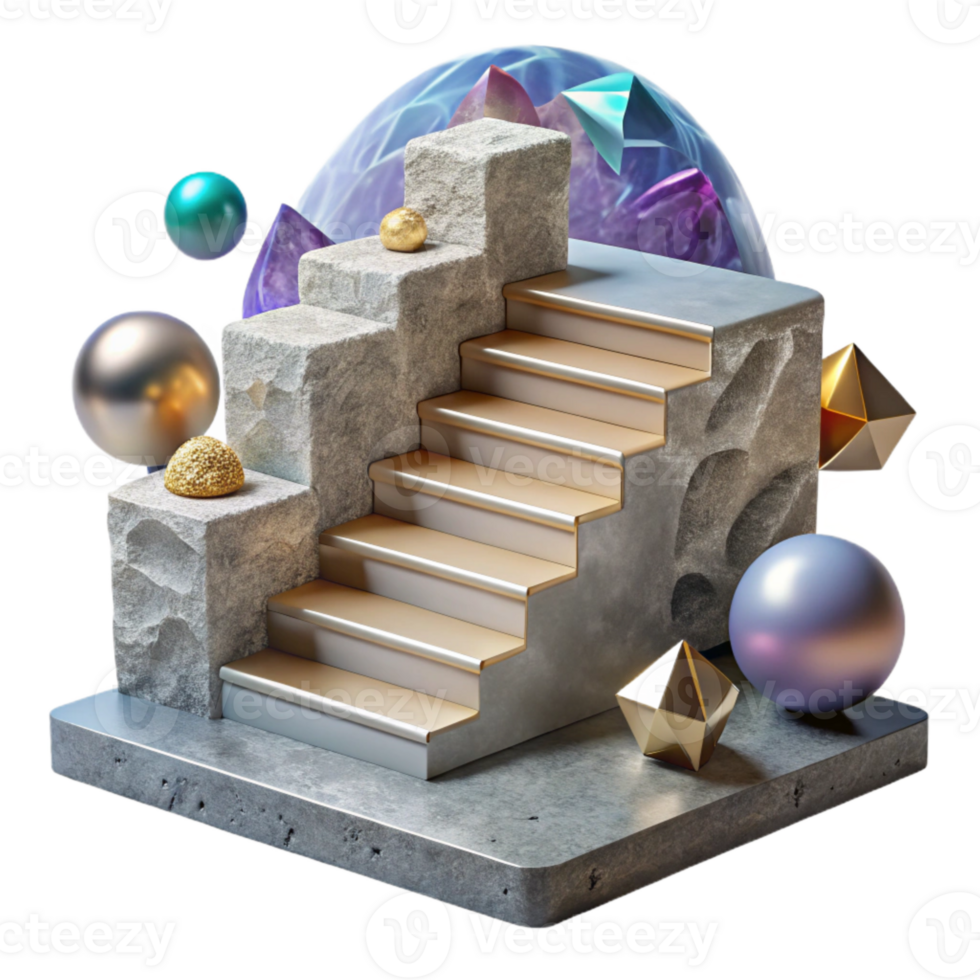 magnificent creative Stone Staircase with Natural Texture Isolated professional png