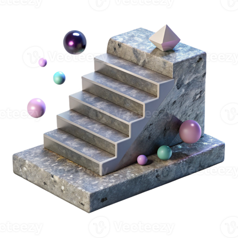 extraordinary vintage Stone Staircase with Natural Texture Isolated professional png