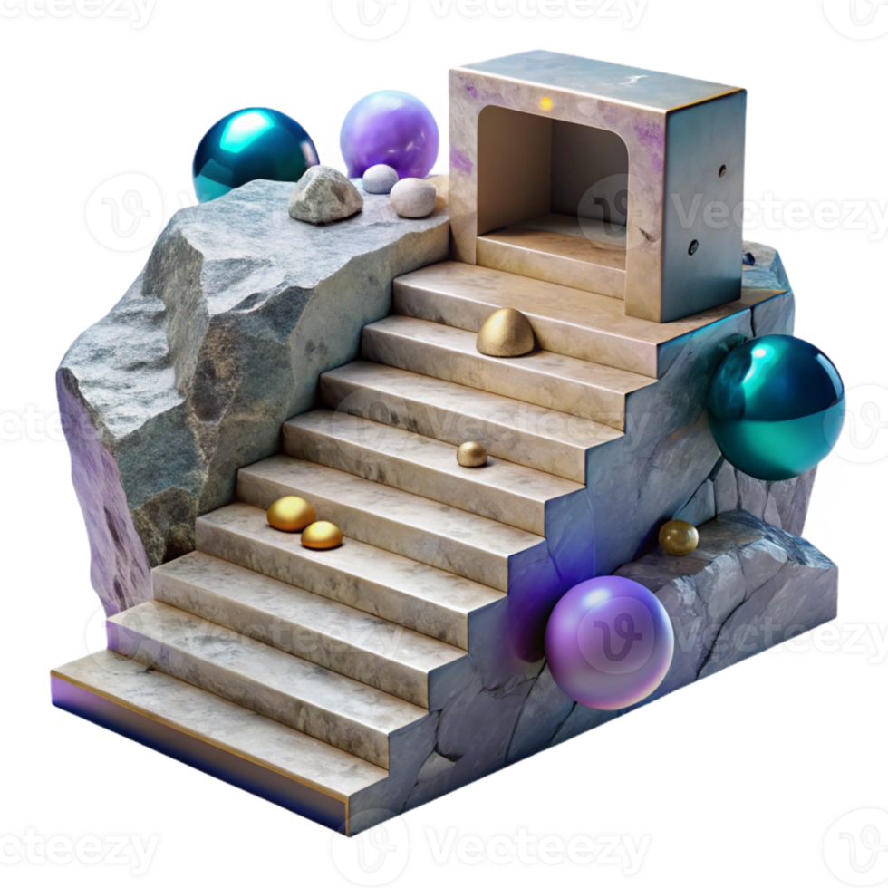serene abstract Stone Staircase with Natural Texture Isolated authentic png