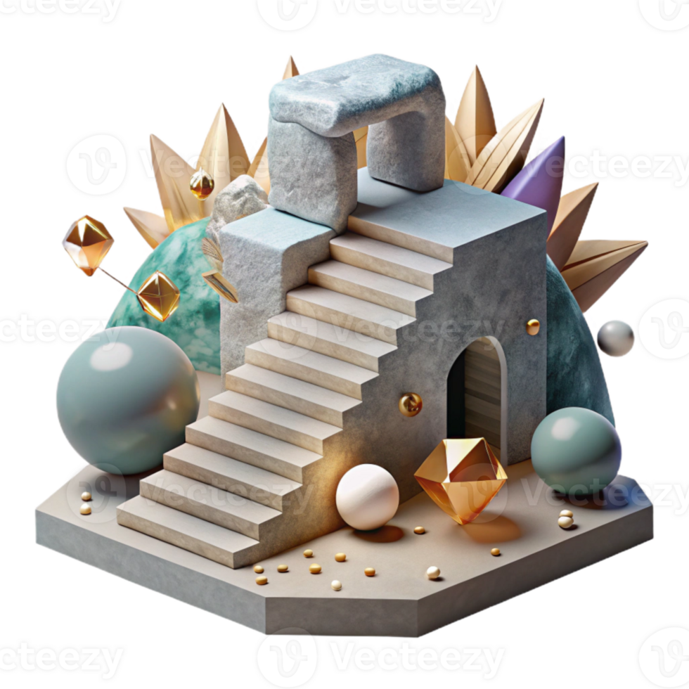 beautiful traditional Stone Staircase with Rustic Charm Isolated original png