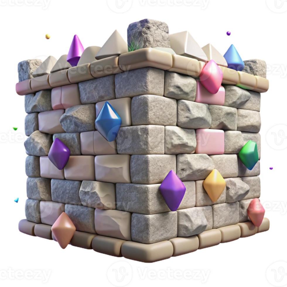 serene vintage Stone Wall Texture Stacked Stones Isolated for Building Projects professional png