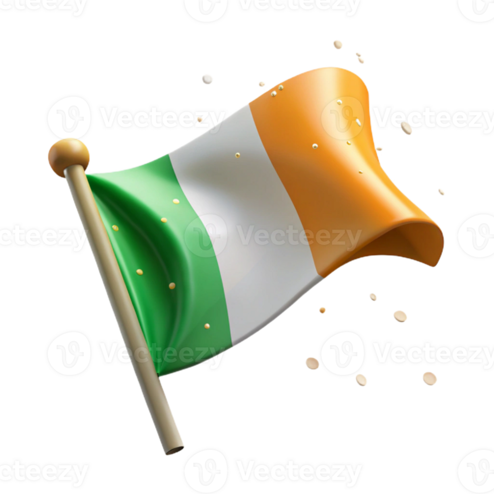 elegant minimalist St Patricks Day Irish Flag Waving Isolated for National Pride original png
