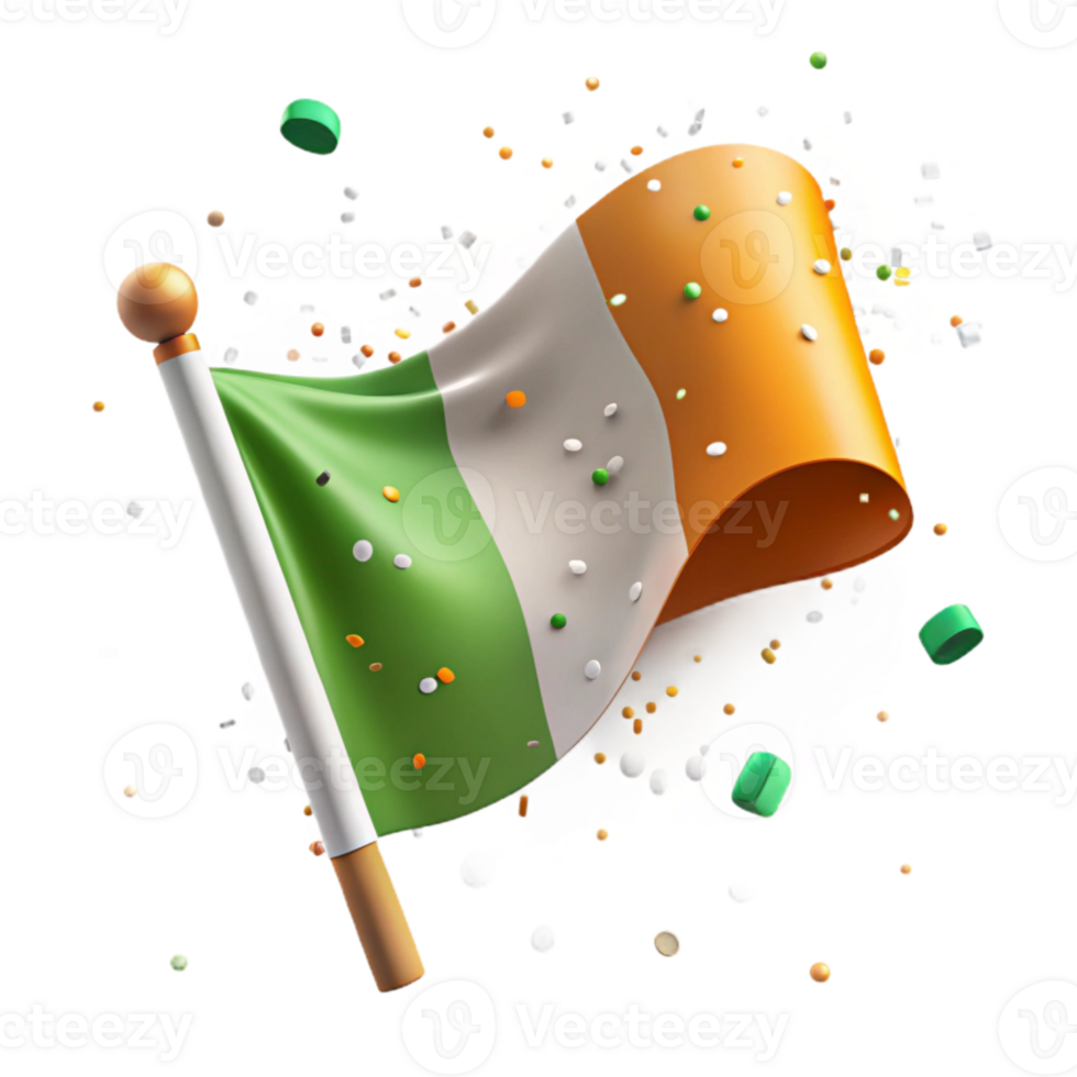 wonderful rustic St Patricks Day Irish Flag Waving Isolated for National Pride exclusive png