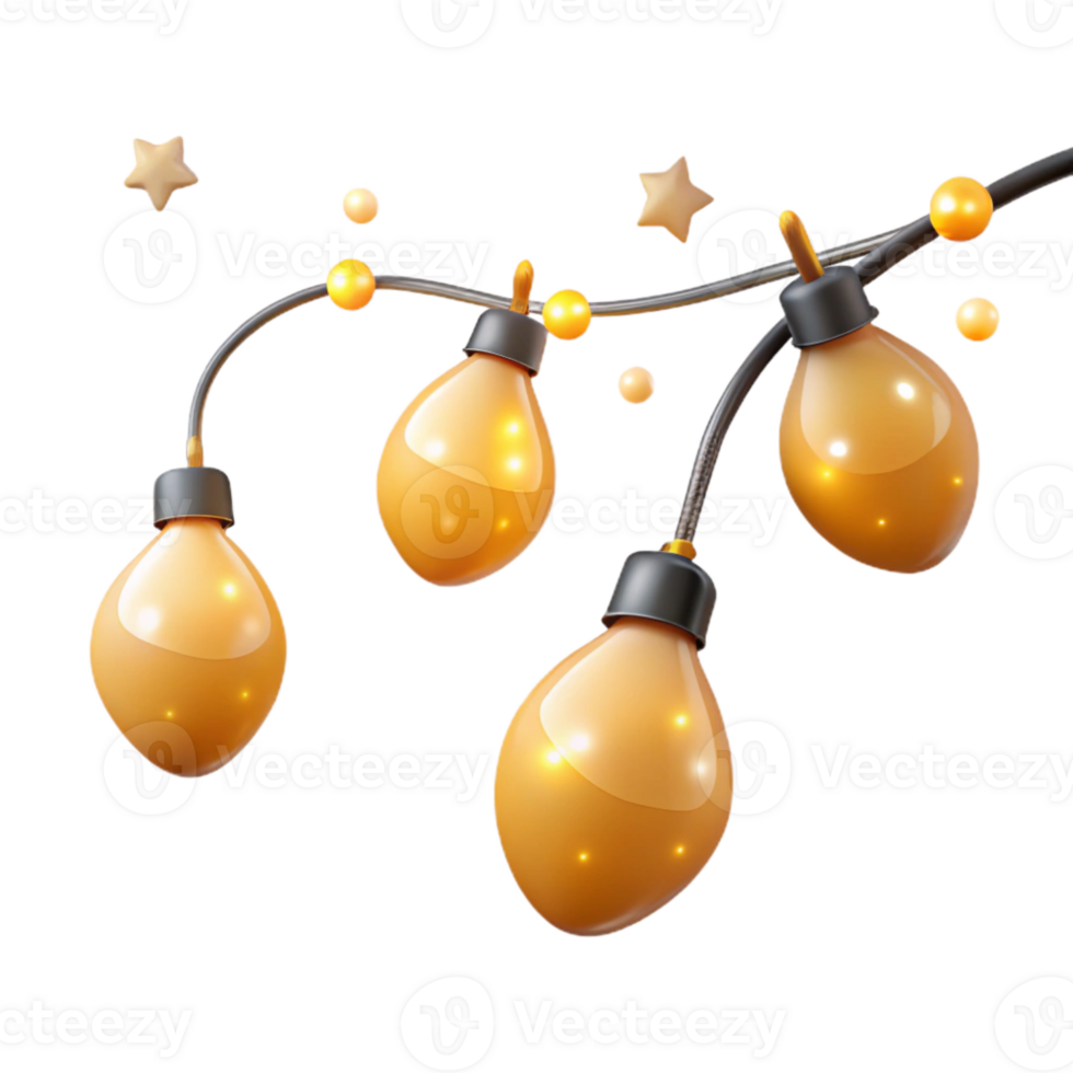 beautiful contemporary String Lights Twinkling Yellow Bulbs Transparent Xmas exclusive png