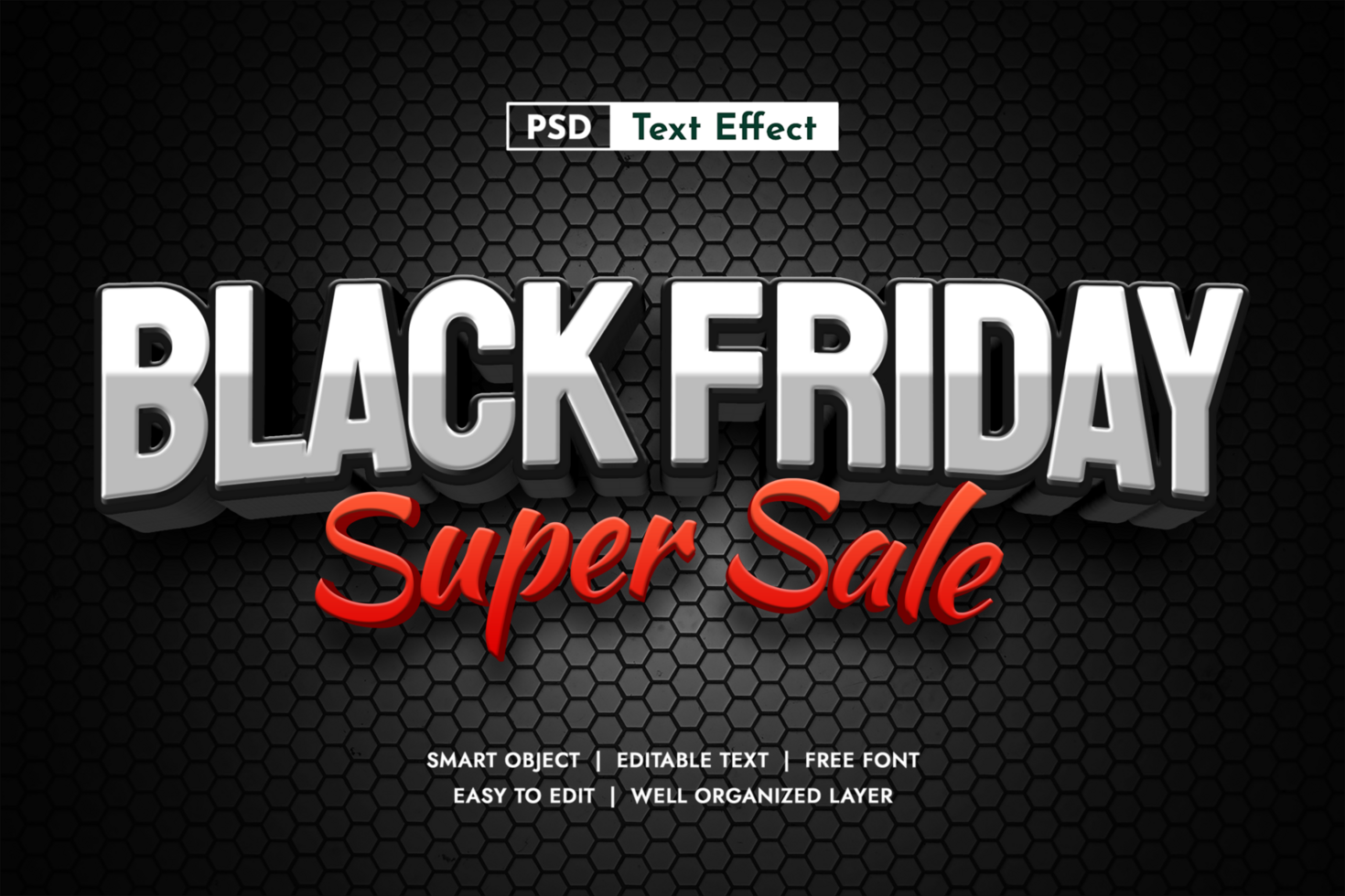 Black Friday Super sale 3d Editable Text Effect, text psd