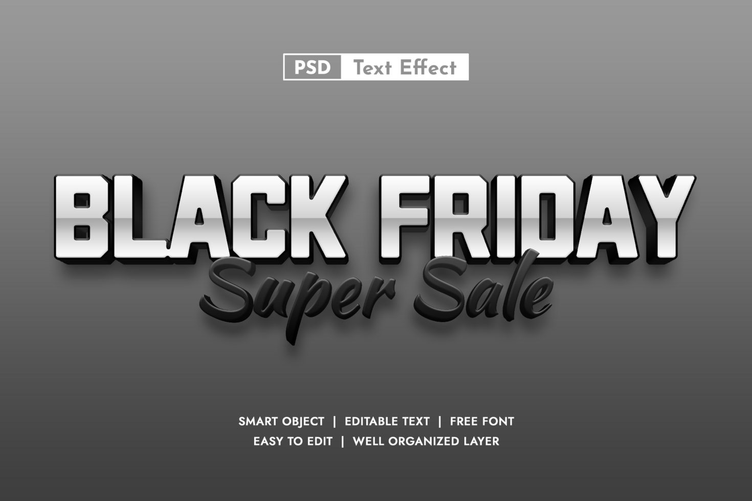 Black friday super sale 3d Editable Text Effect, effect, sale psd