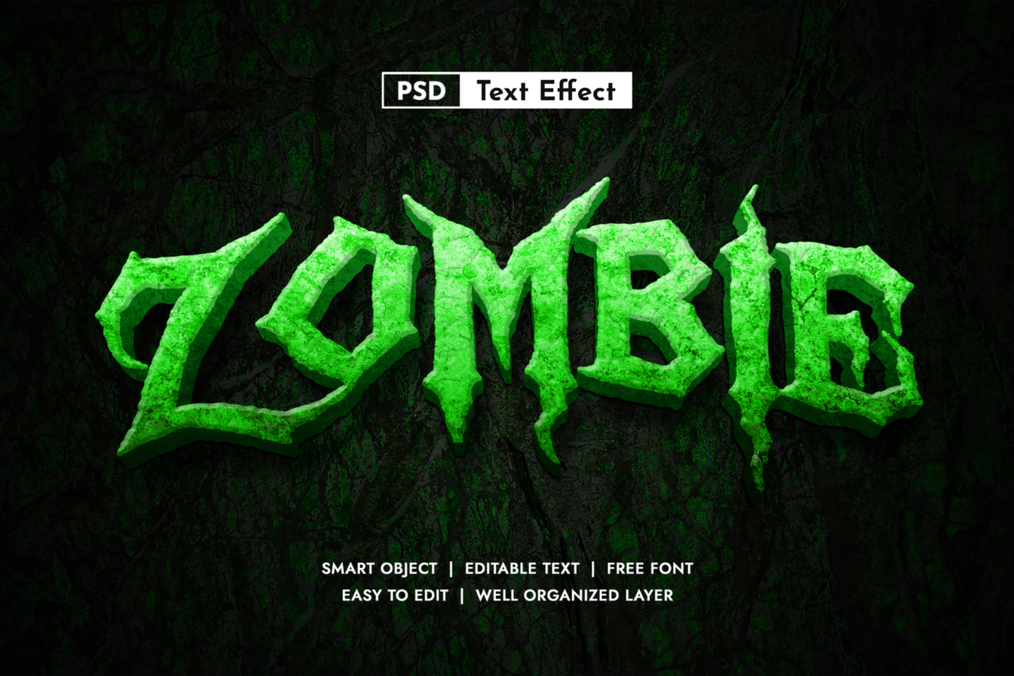 Zombie 3d Editable Text Effect, horror, halloween psd