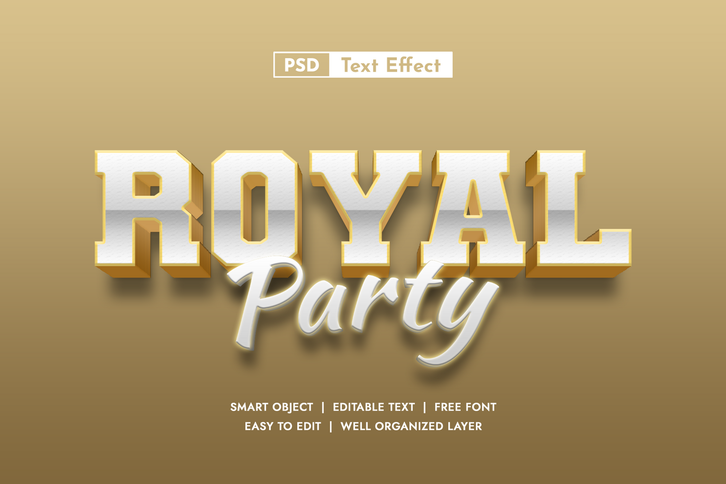 Golden royal party 3d Editable Text Effect psd