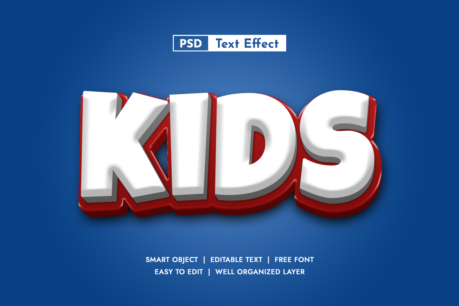 Kids cartoon 3d Editable Text Effect psd