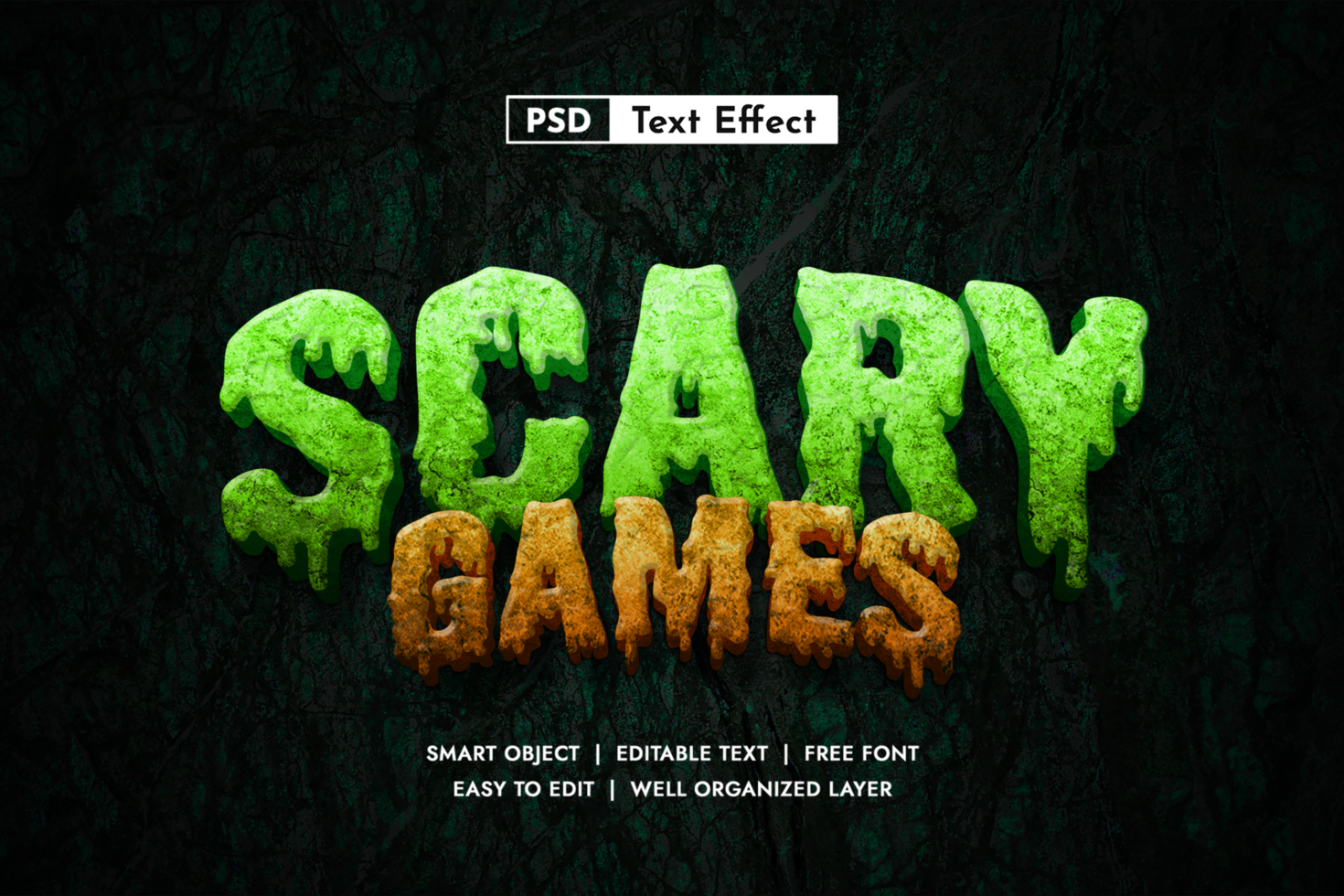 Scary games 3d Editable Text Effect, Halloween psd