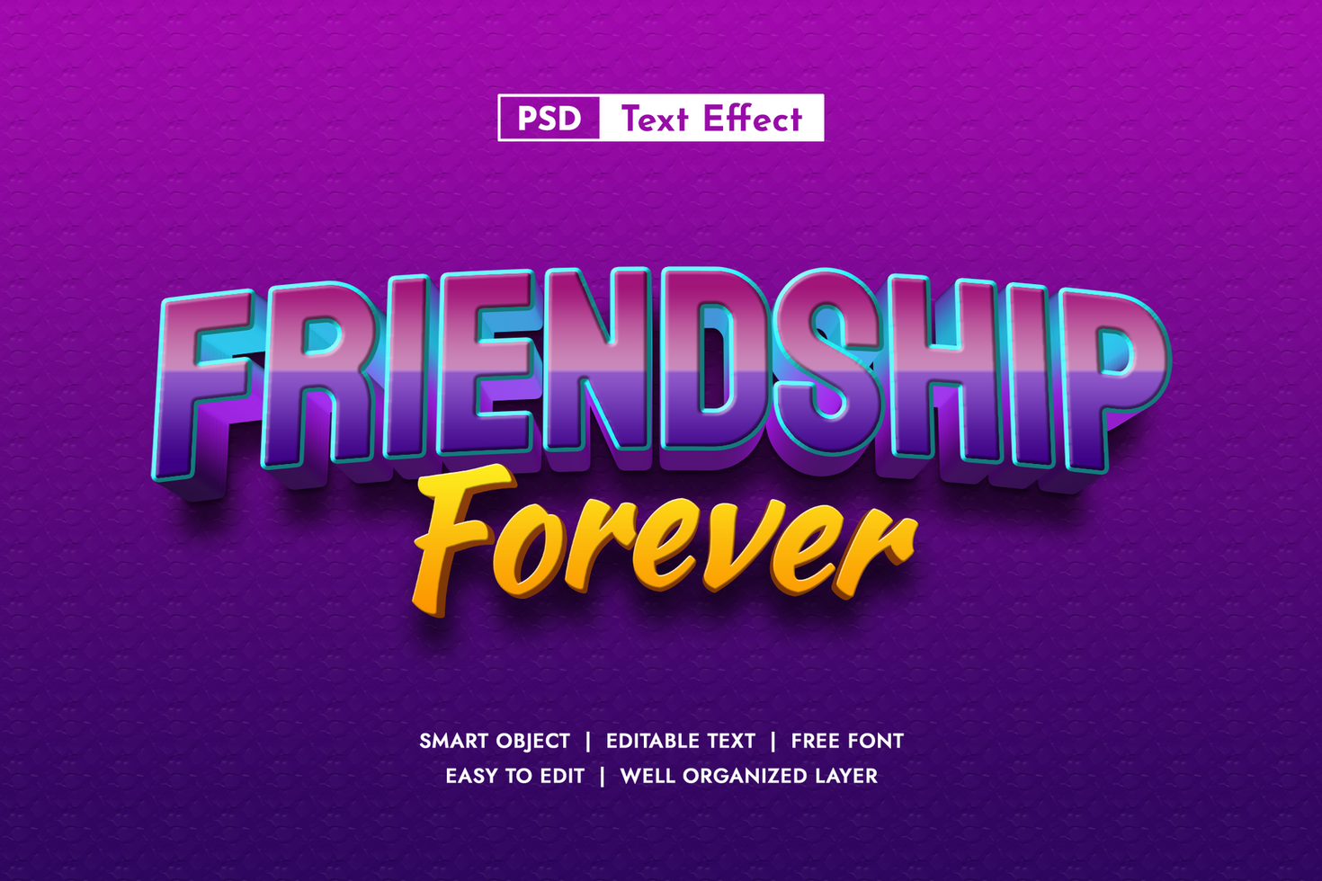 friendship 3d Editable Text Effect psd