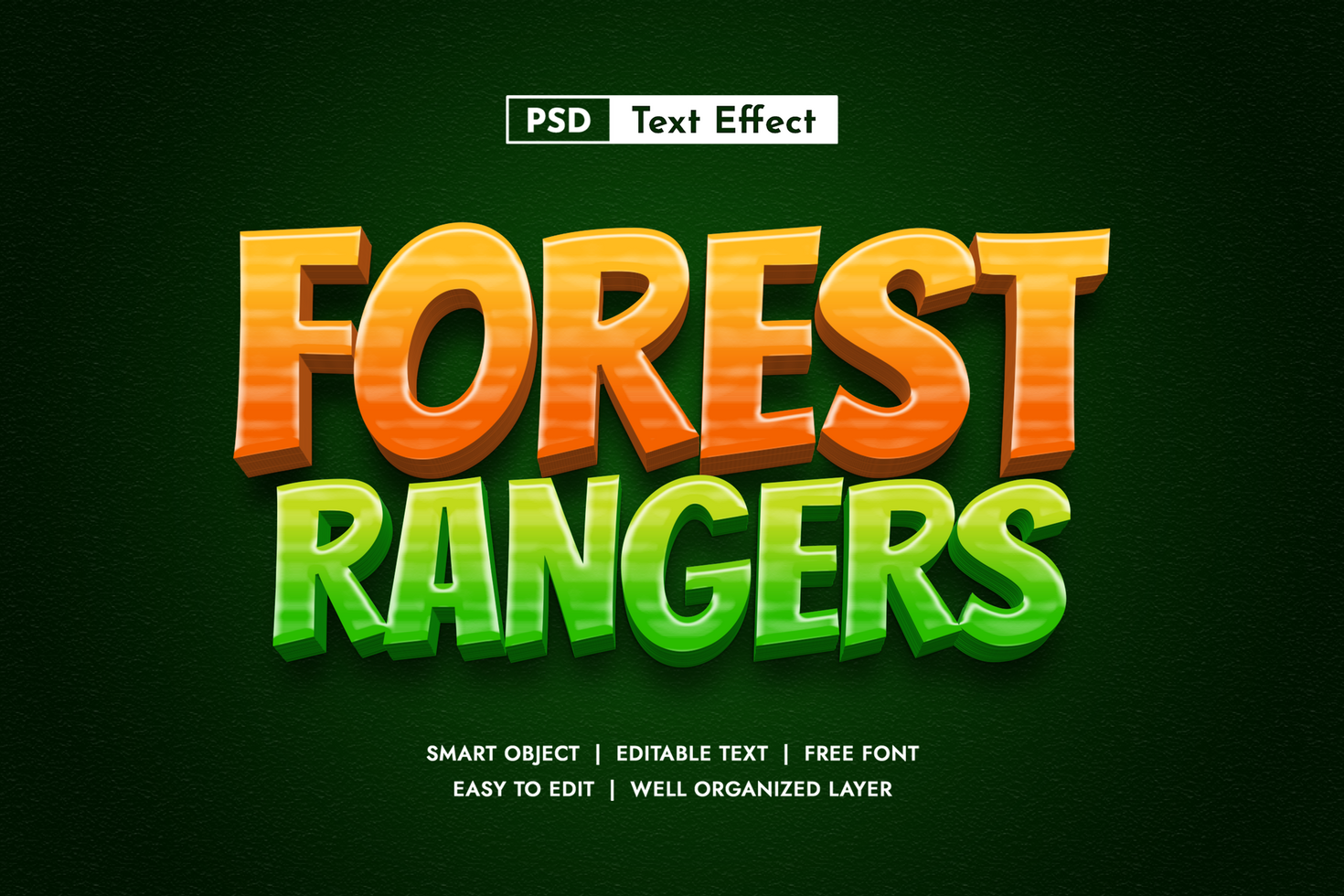 Forest rangers 3d Editable Text Effect psd