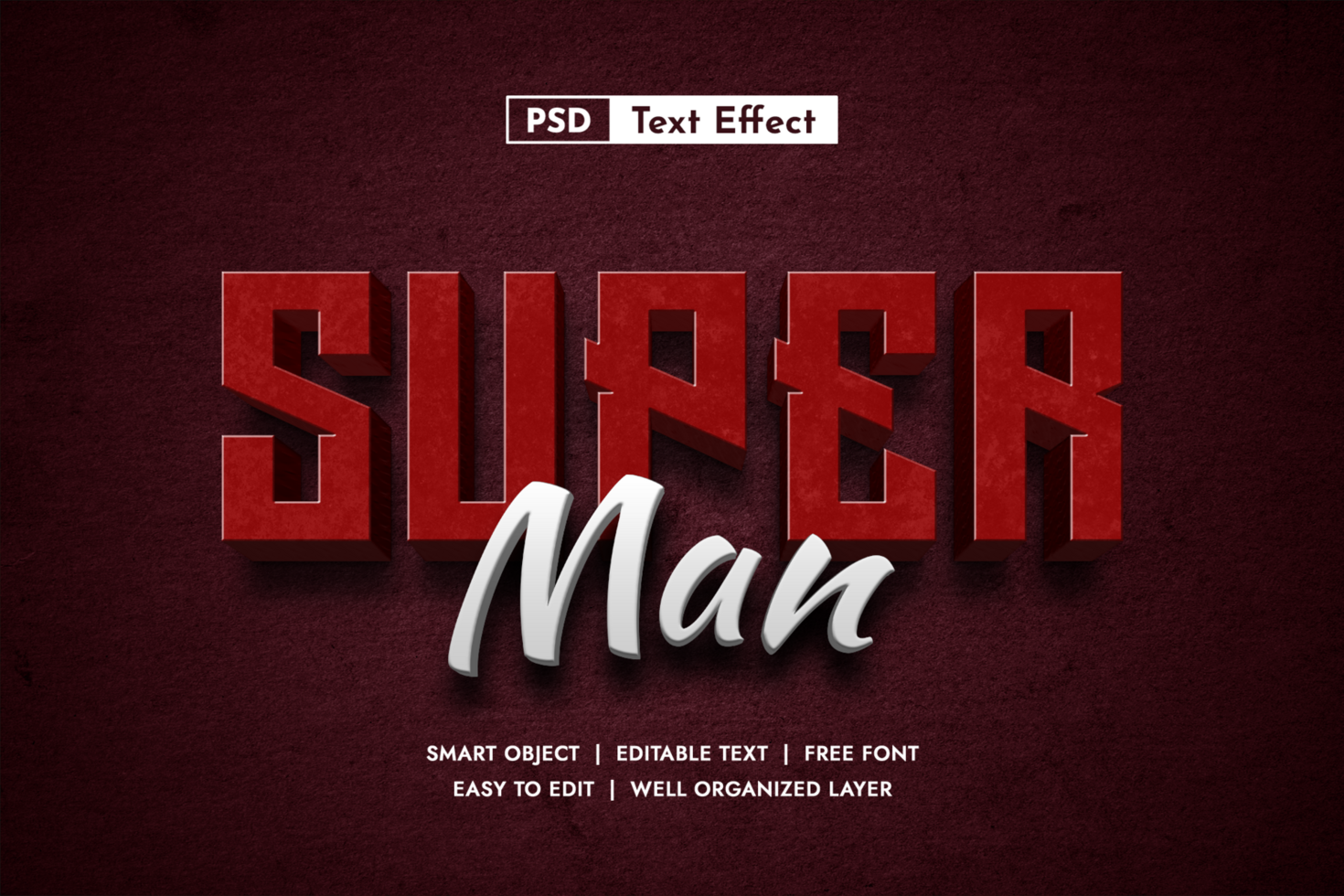 Super Man 3d Editable Text Effect psd