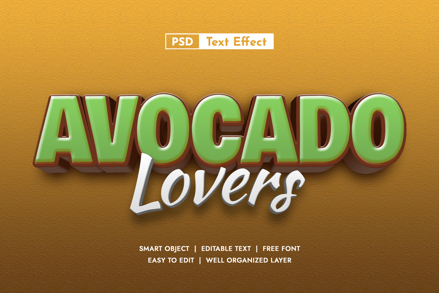 Avocado Lovers 3d Editable Text Effect psd