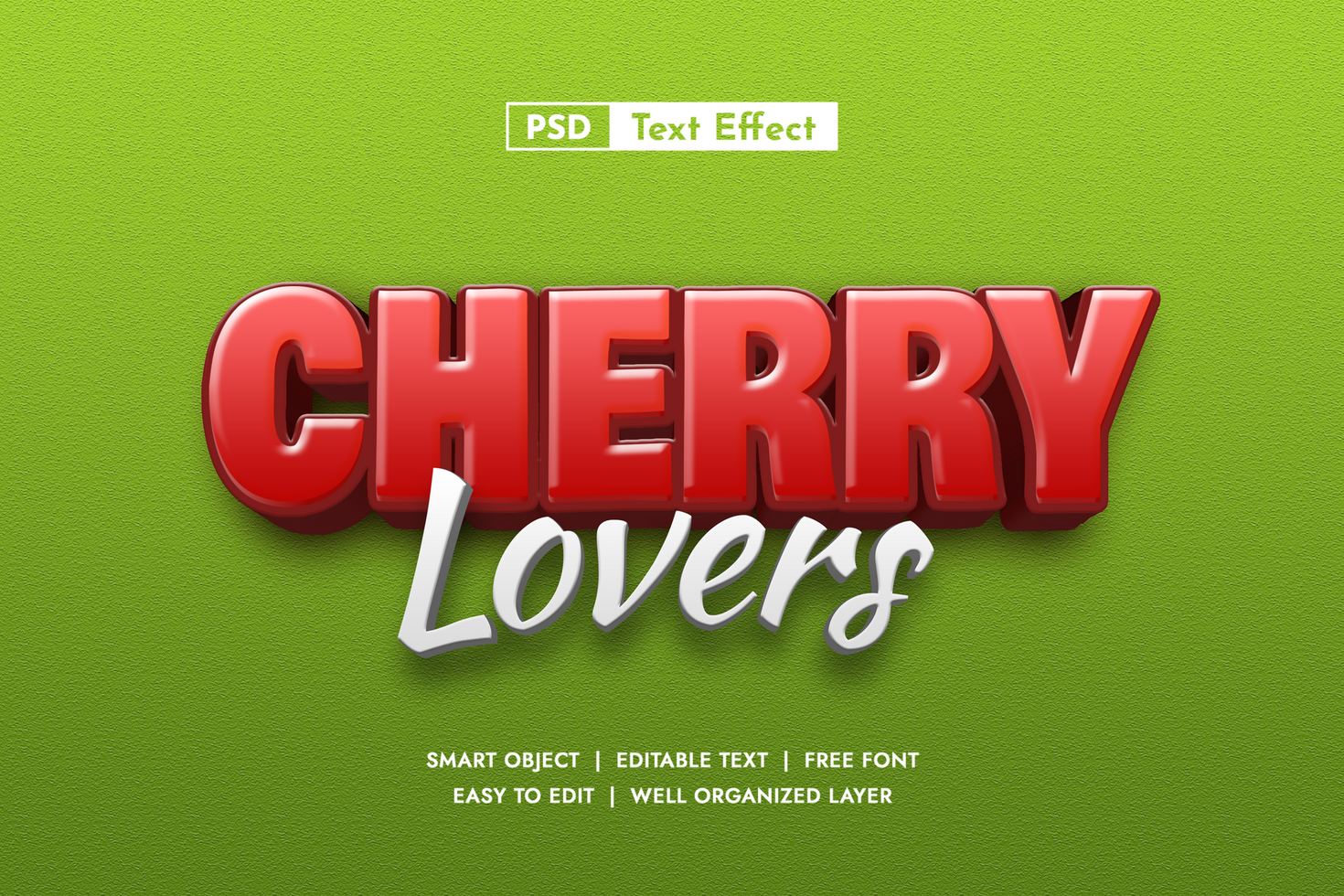 Chrerry Lovers 3d Editable Text Effect psd
