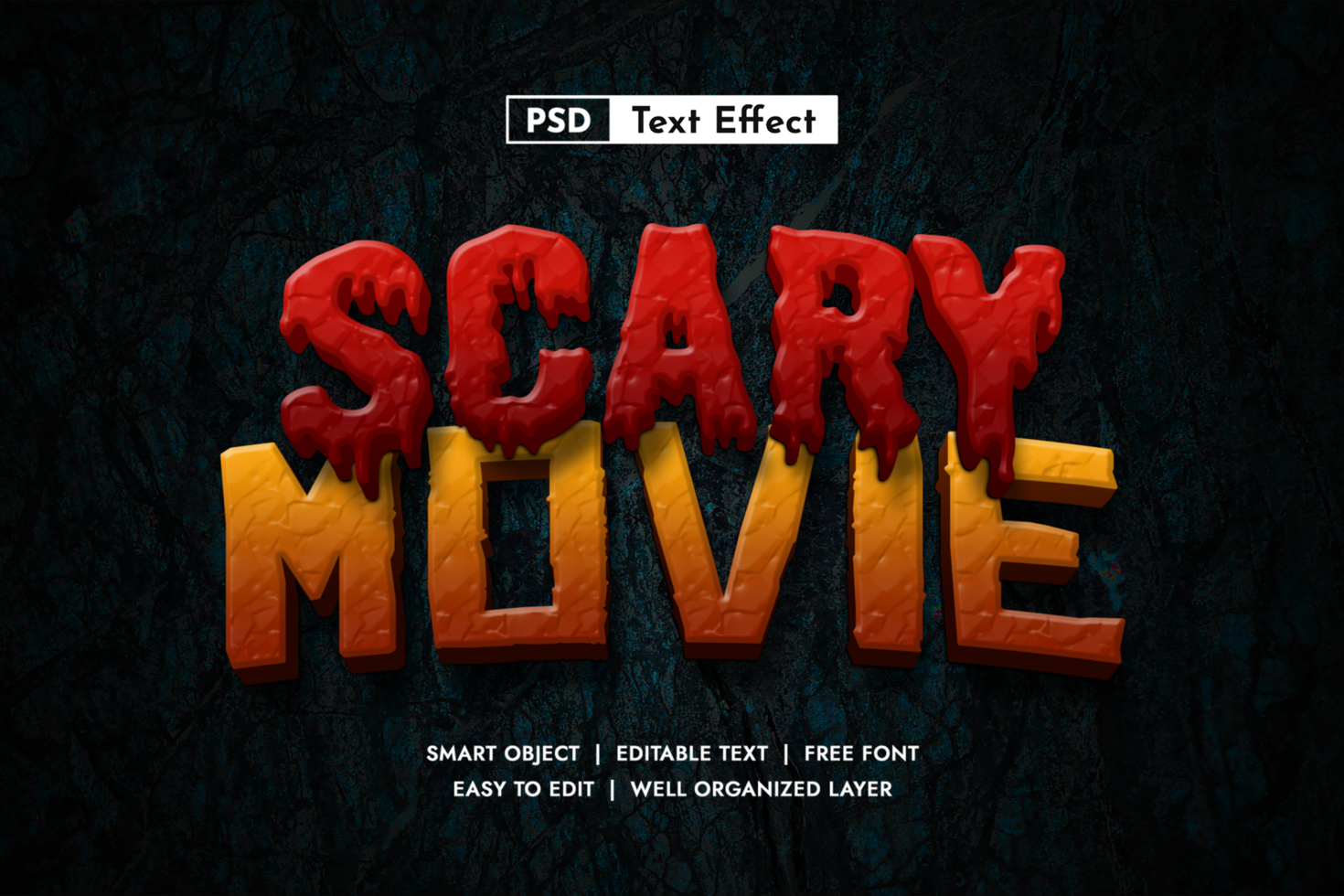 Scary movie 3d Editable Text Effect psd