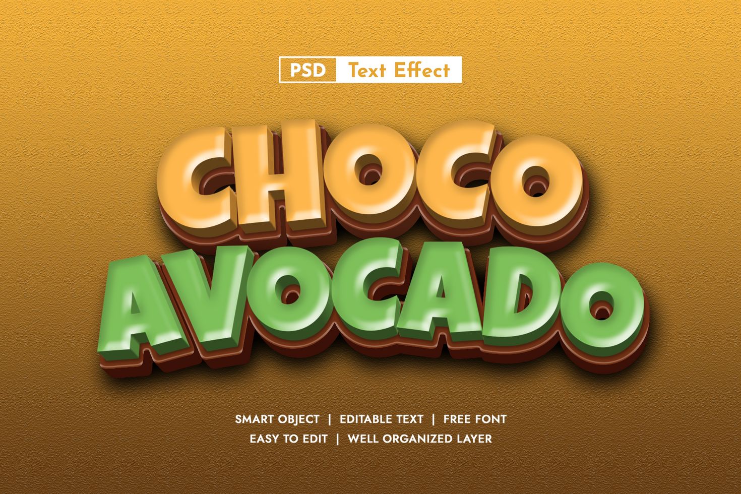 Choco Avocado 3d Editable Text Effect psd