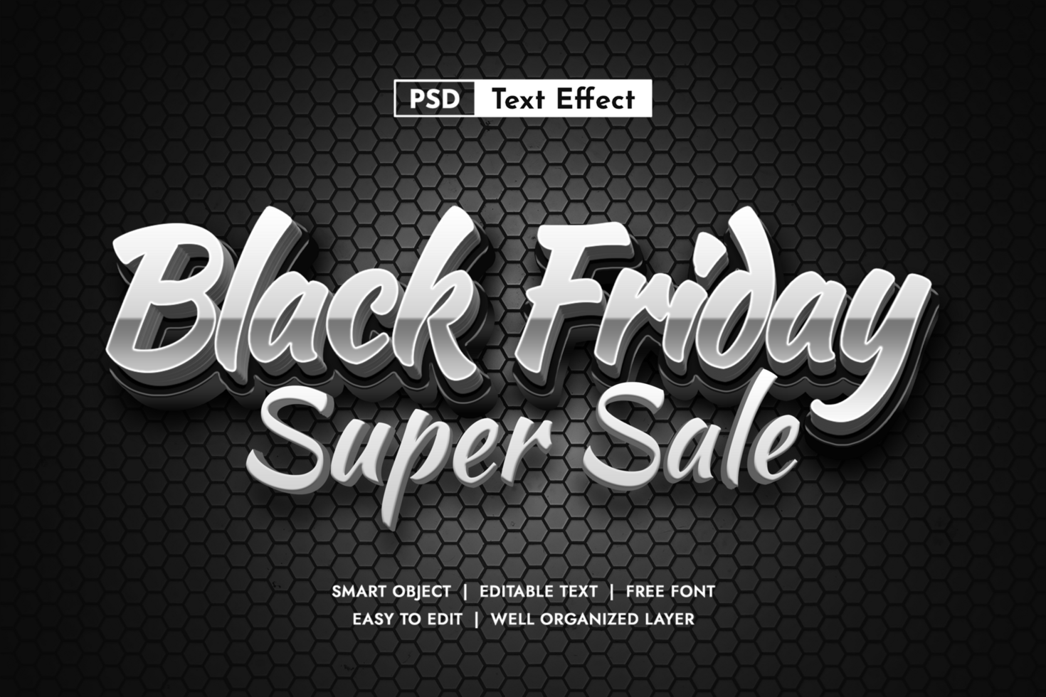 Black friday super sale 3d Editable Text Effect, effect psd