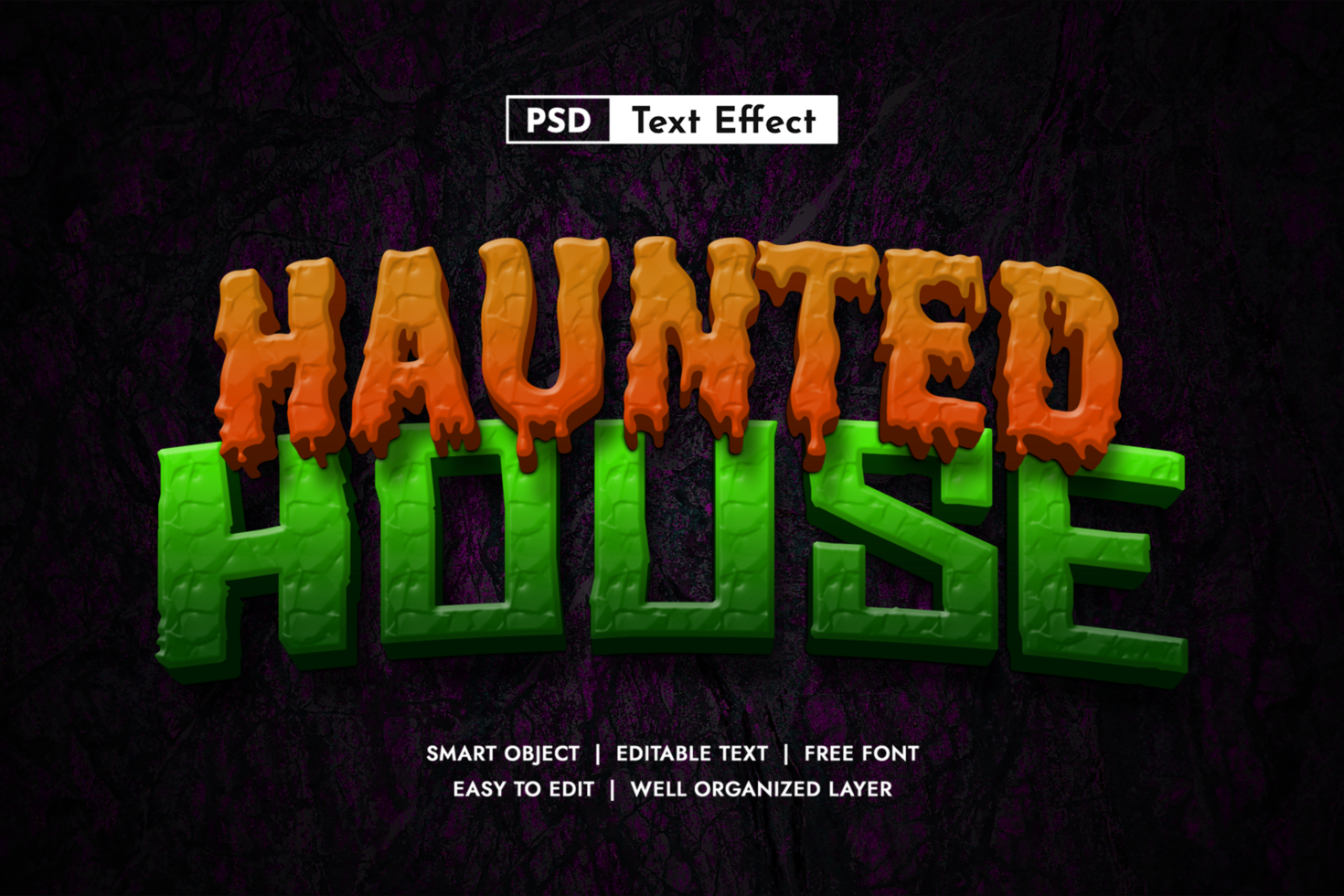 Haunted house 3d Editable Text Effect psd