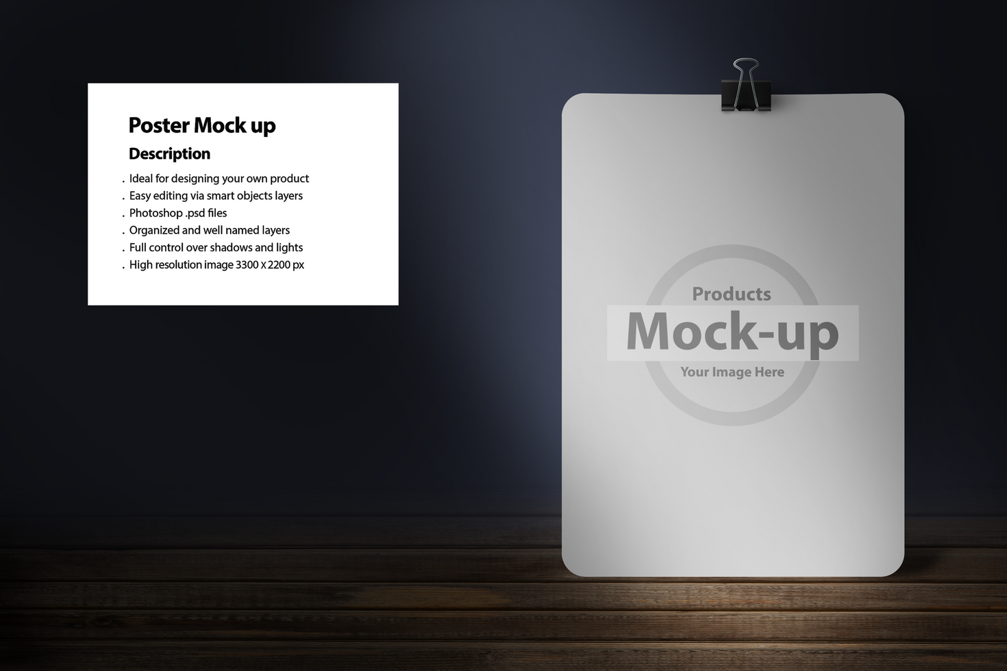 A4 letterhead mock up with binder clip psd