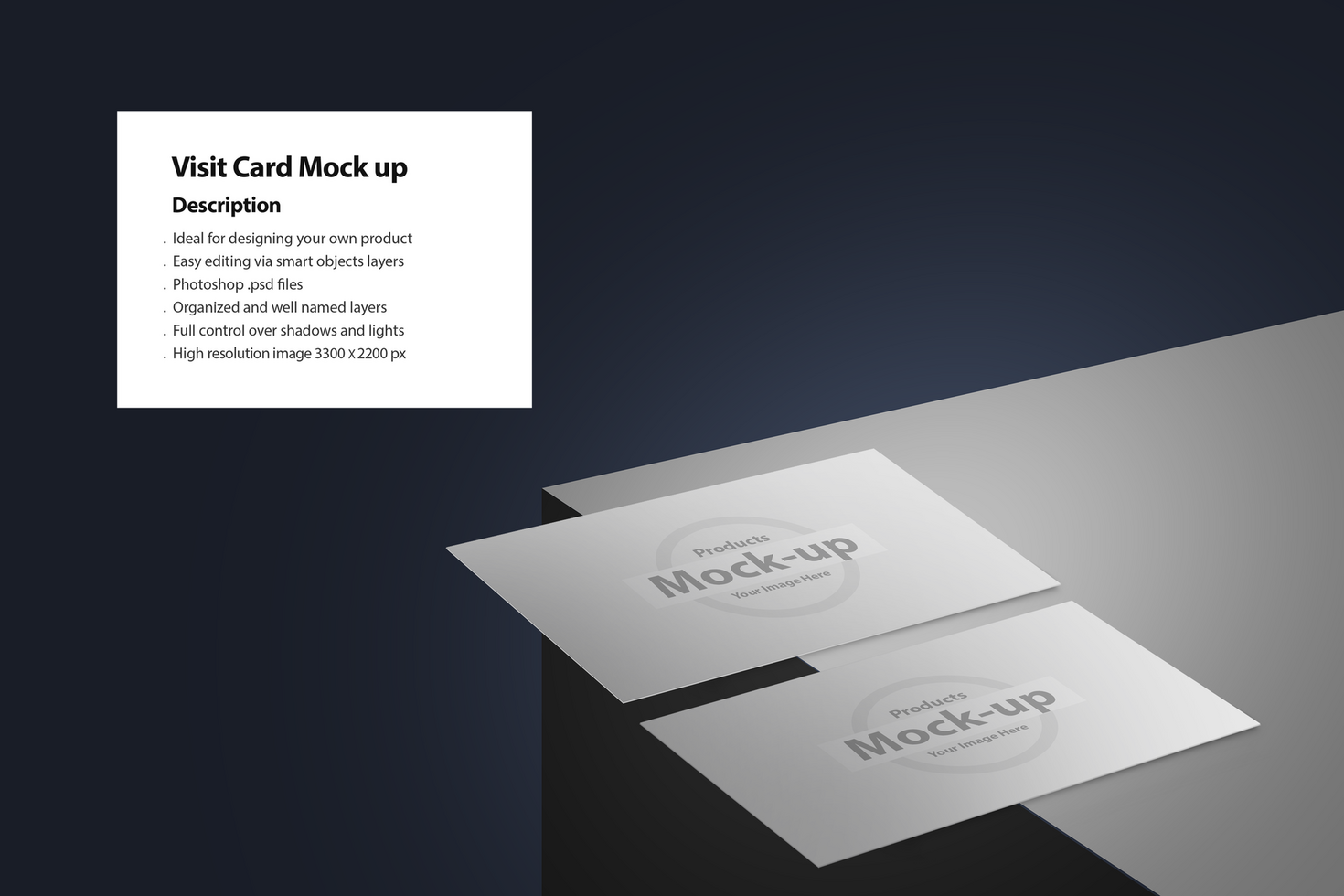 Personal visit cards on a 3d stage psd