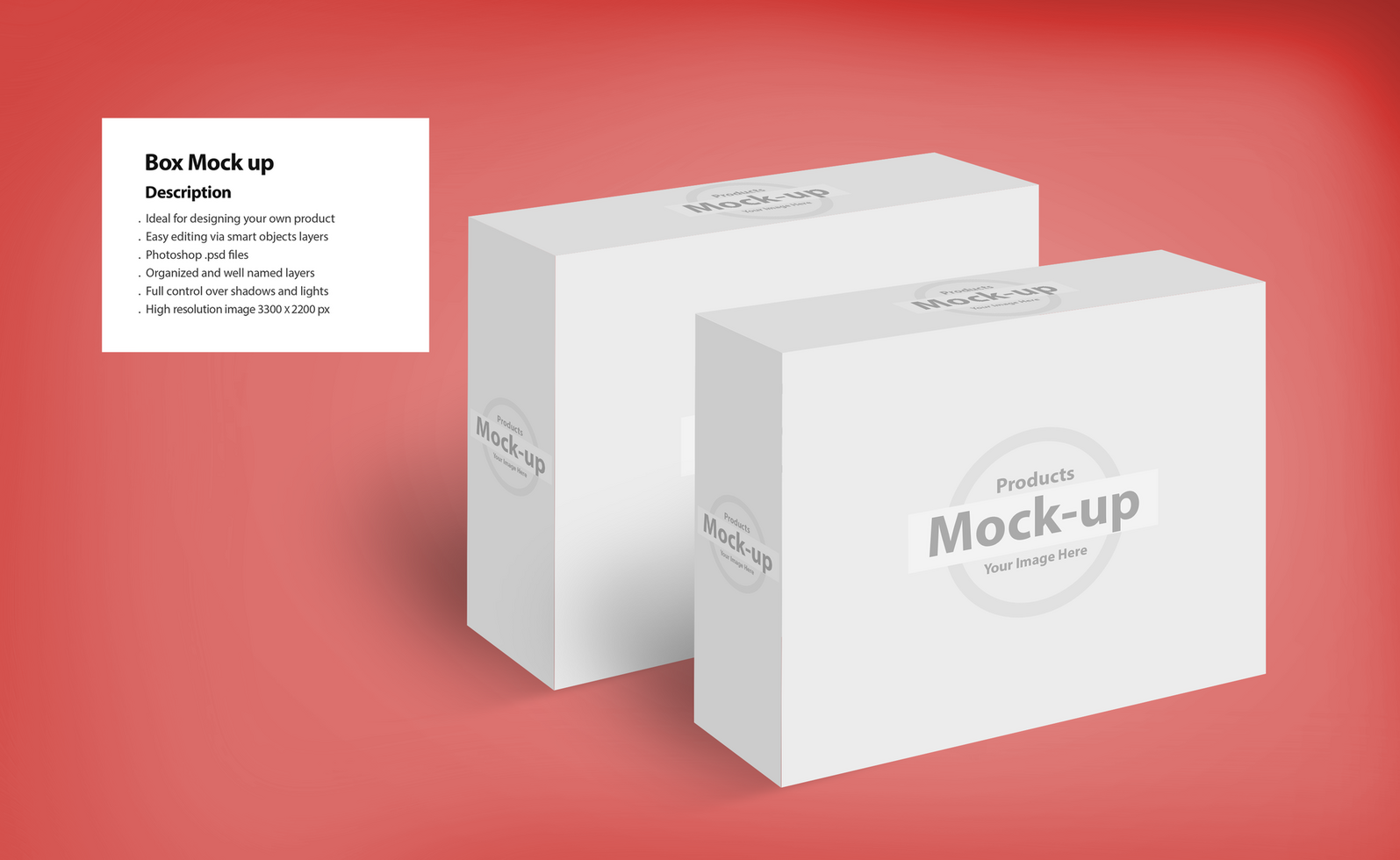 3D two white boxes on ground psd