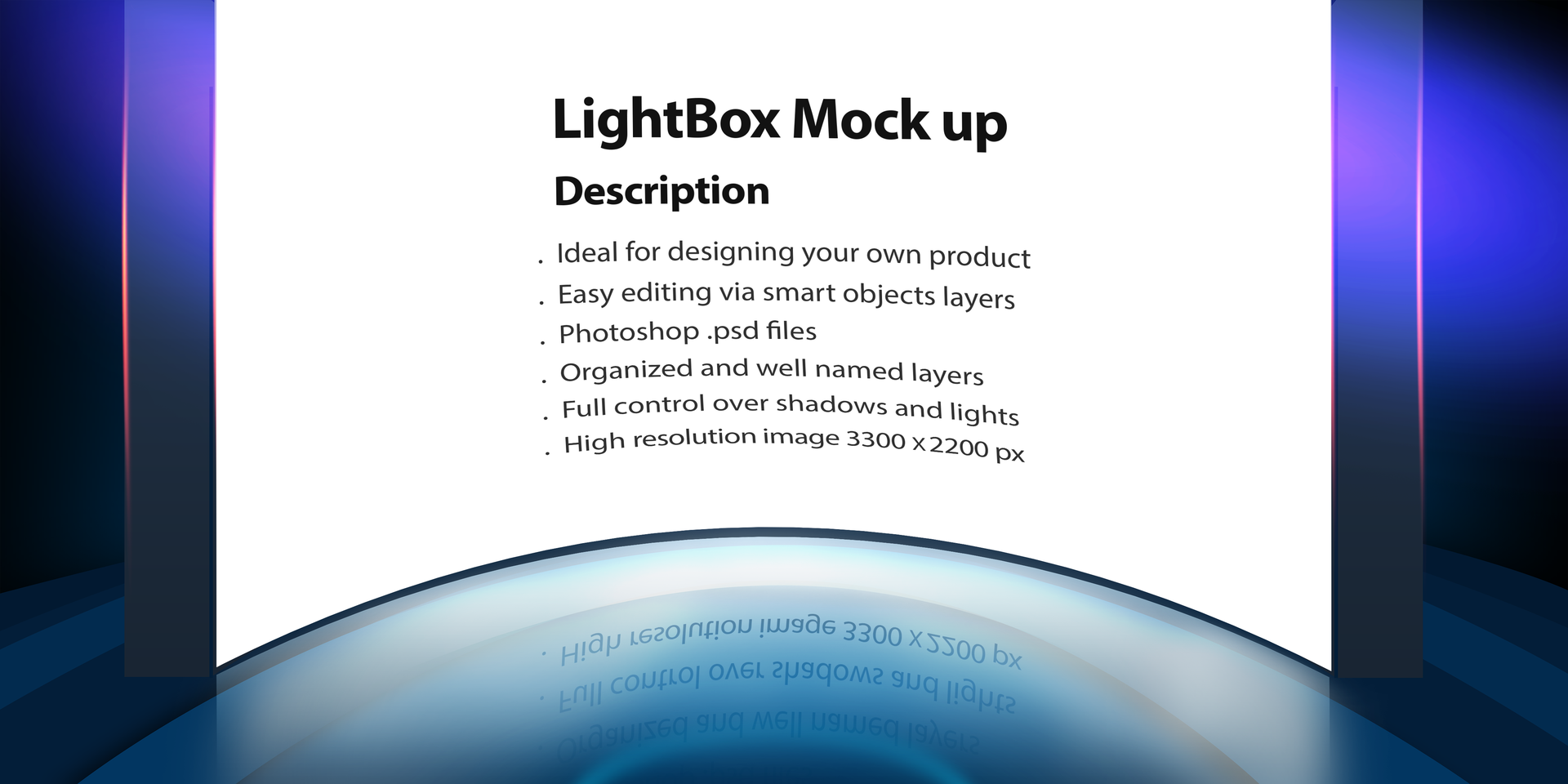 Curved lightbox mock up psd