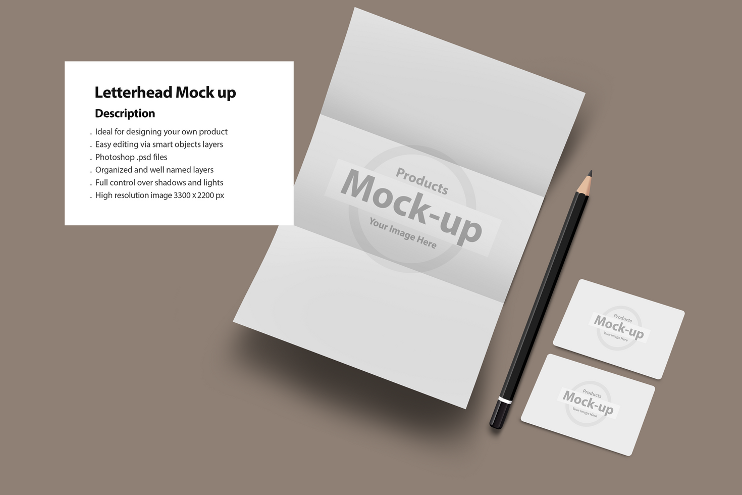 Folded A4 letterhead on plain background psd