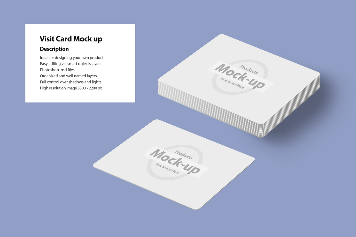 Personal visit card on plain purple background psd