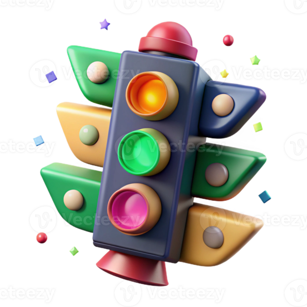 beautiful artistic Traffic Light with Timer Isolated for Presentations original png