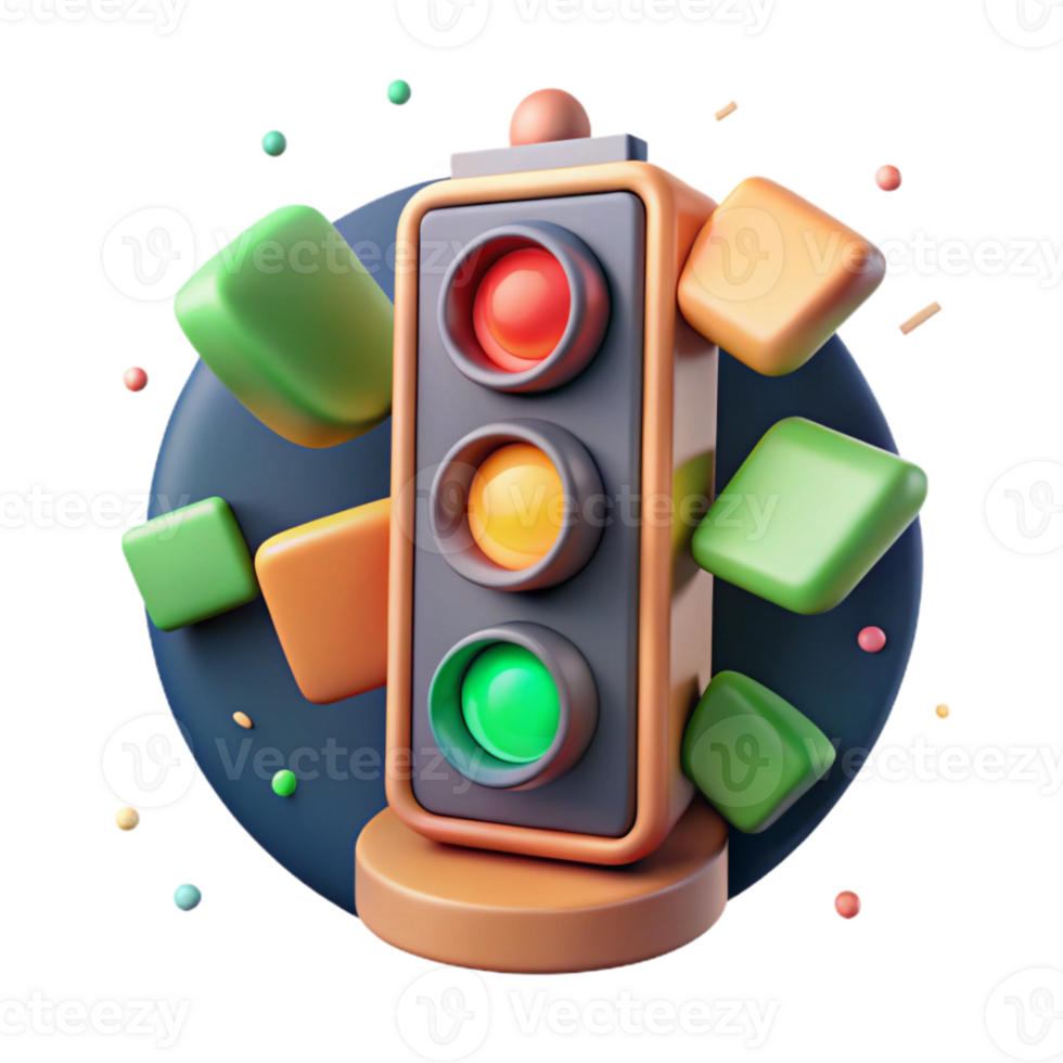 elegant modern Traffic Light with Timer Isolated for Presentations high quality png