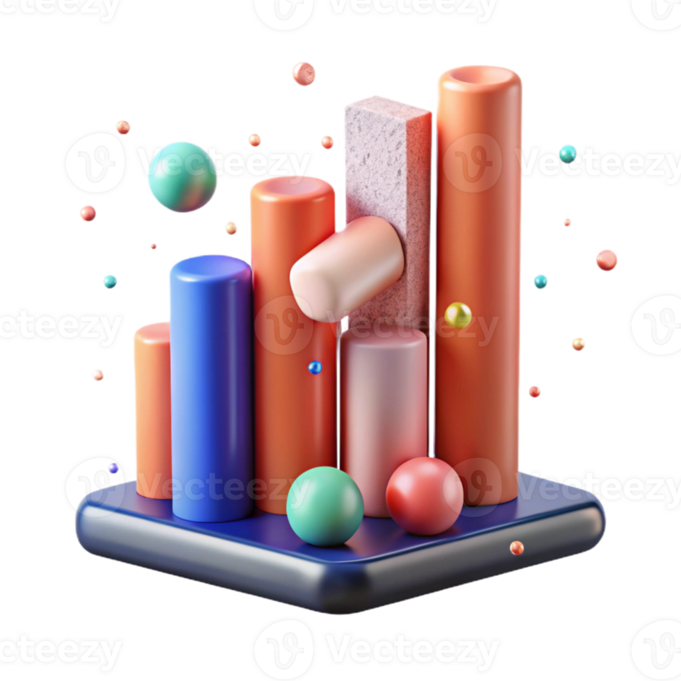stunning abstract Transparent Background Bar Graph for Business Graphics detailed png