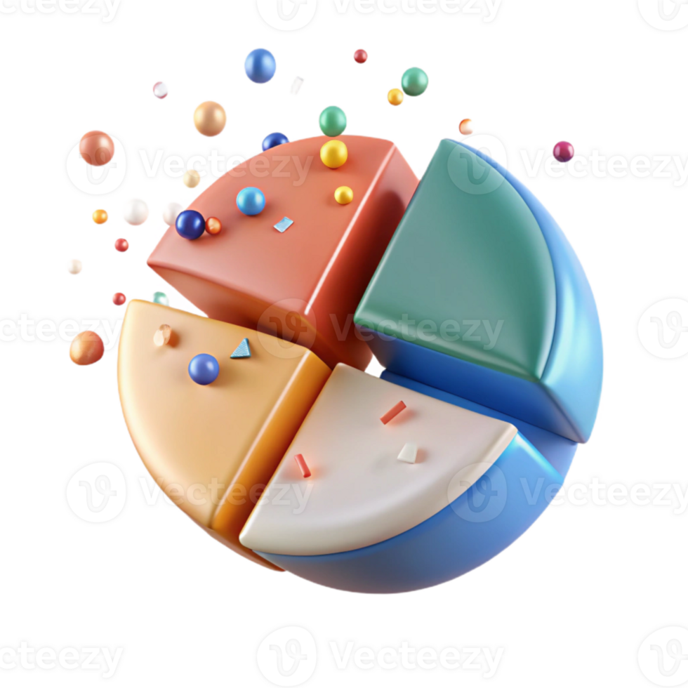 beautiful contemporary Transparent Background Pie Chart for Business Charts premium png