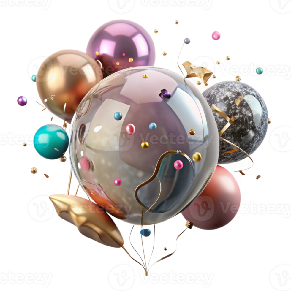 serene artistic Transparent Balloon Isometric View for 3d Graphics original png