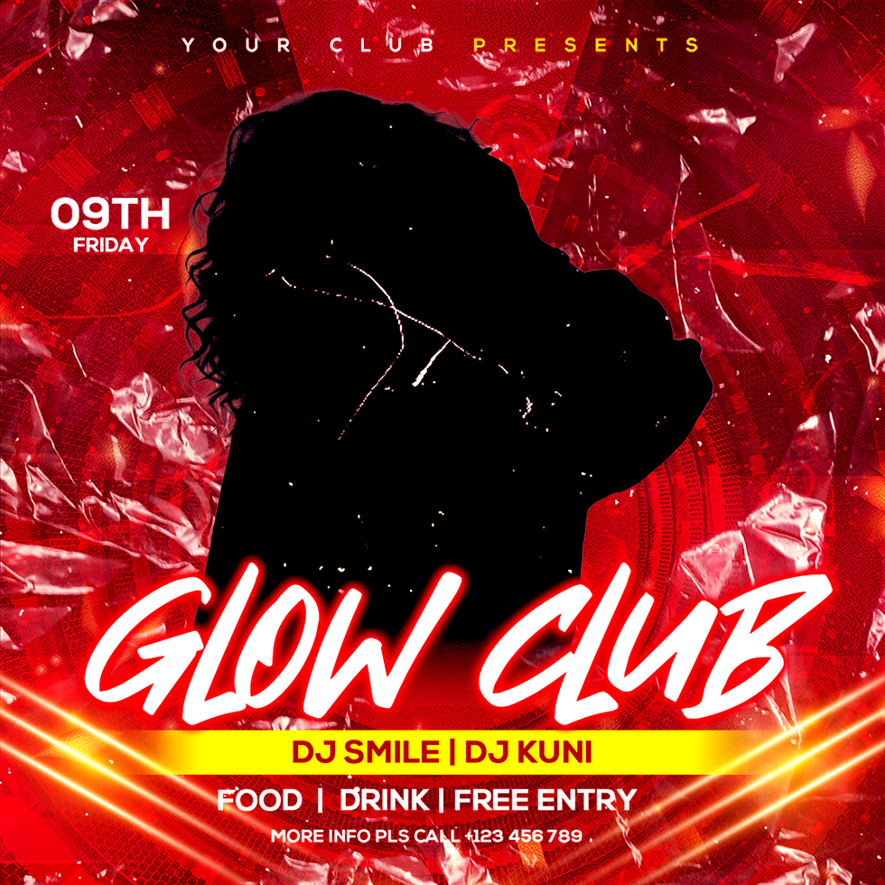 Glow Party Flyer Media psd