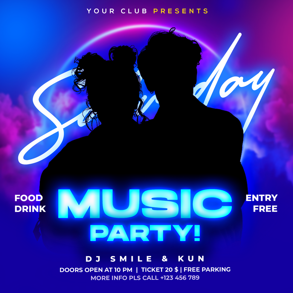 Neon Party Poster Social Media psd