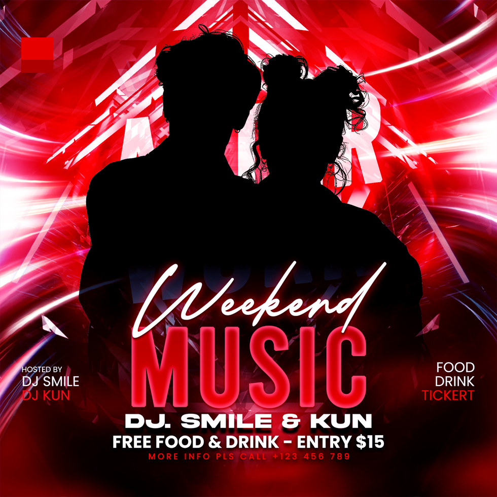 Weekend Music Event Red Media psd